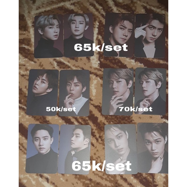 photocard flo 3 chanyeol, sehun, xiumin, baekhyun, d.o. dan kai. sehun photocard some by me.