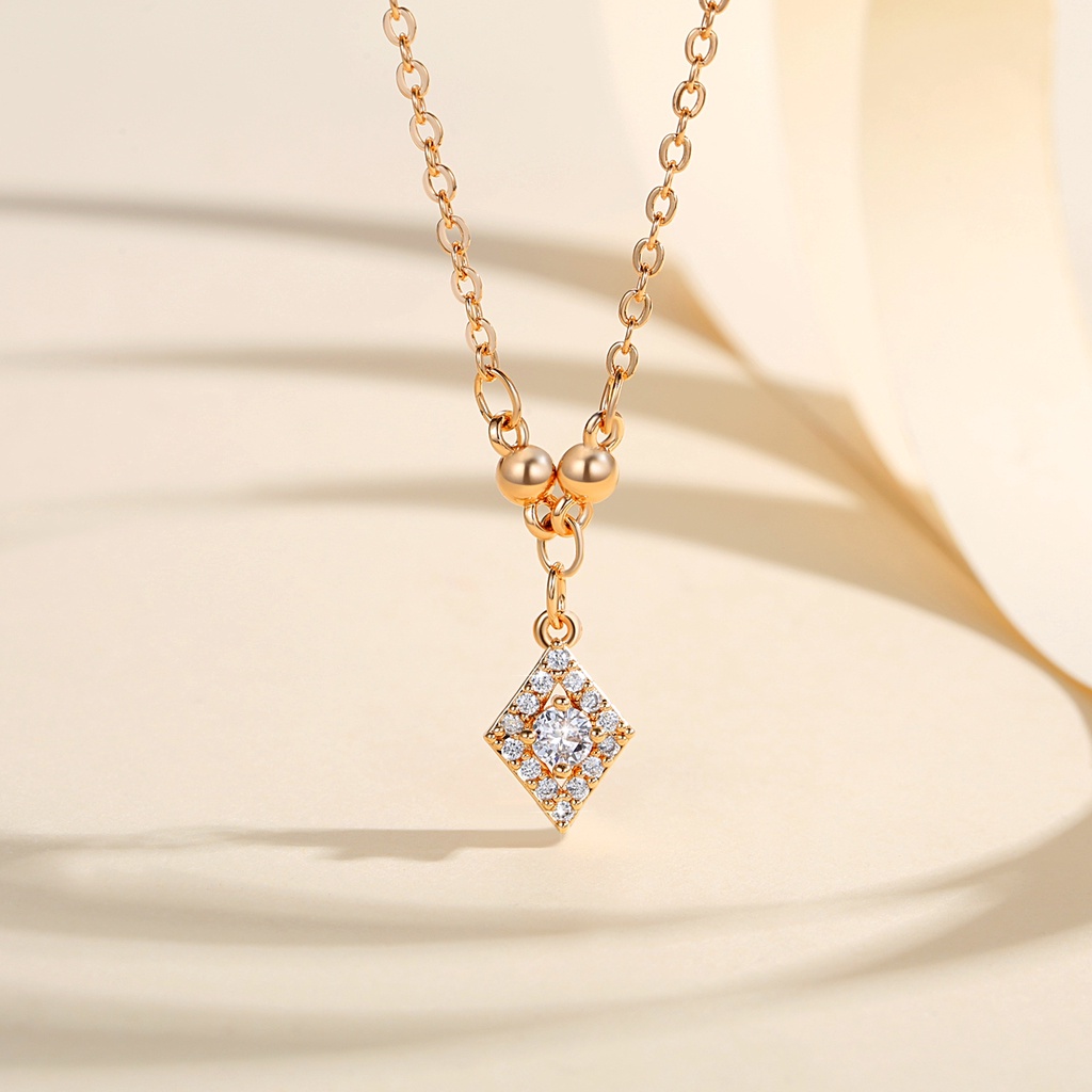 Y629 【COD】 Kalung Liontin Geometri Bberlian Perhiasan Dewasa Lapis Emas Imitasi Aksesoris Wanita Kalung