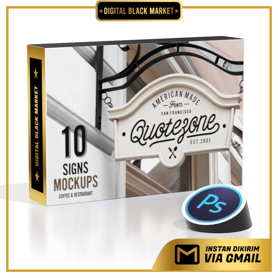 10 Signs Mockup Restaurant &amp; Coffee - Photoshop - Business Branding