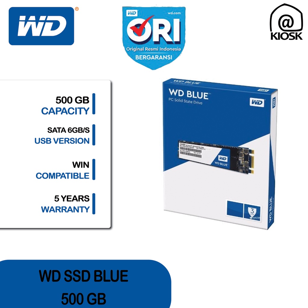 WD SSD BLUE 500GB / M.2 2280 SATA SSD / 3D NAND SSD / 5 years warranty