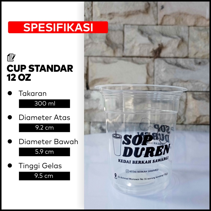 

DIKEMAS CUP PLASTIK SABLON UKURAN 12 OZ STANDAR - MIN ORDER 300 PCS