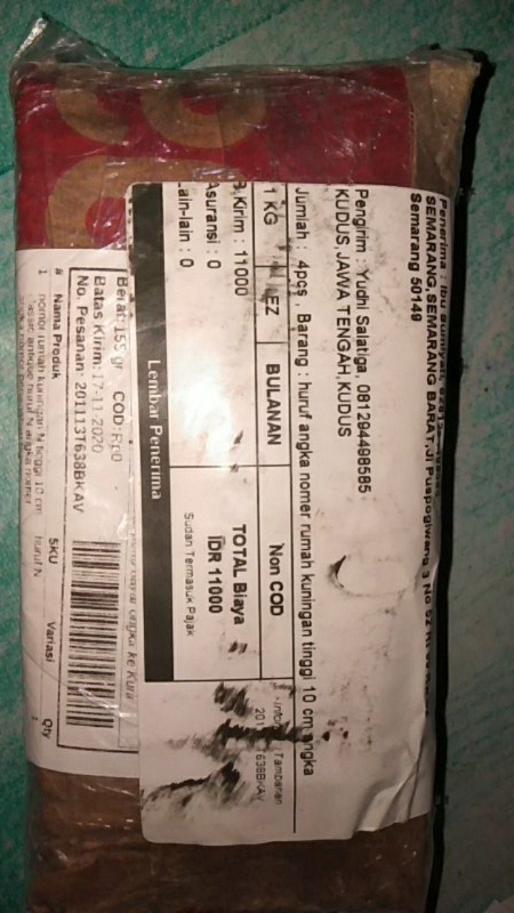 Huruf Angka Nomer Rumah Kuningan Tinggi 10 Cm Angka Nomor  Huruf O