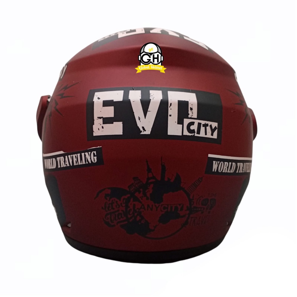 HELM EVOLUTION PARIS MAROON DOFF HALF FACE MURAH MODEL GM EVO