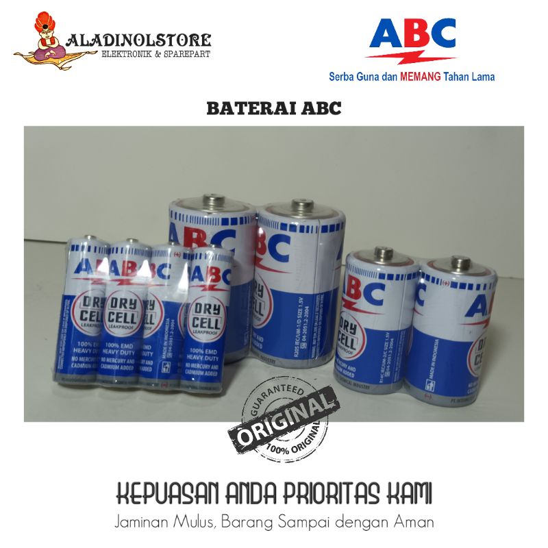 Batu Baterai ABC Biru ukuran AA Besar dan Sedang ORIGINAL