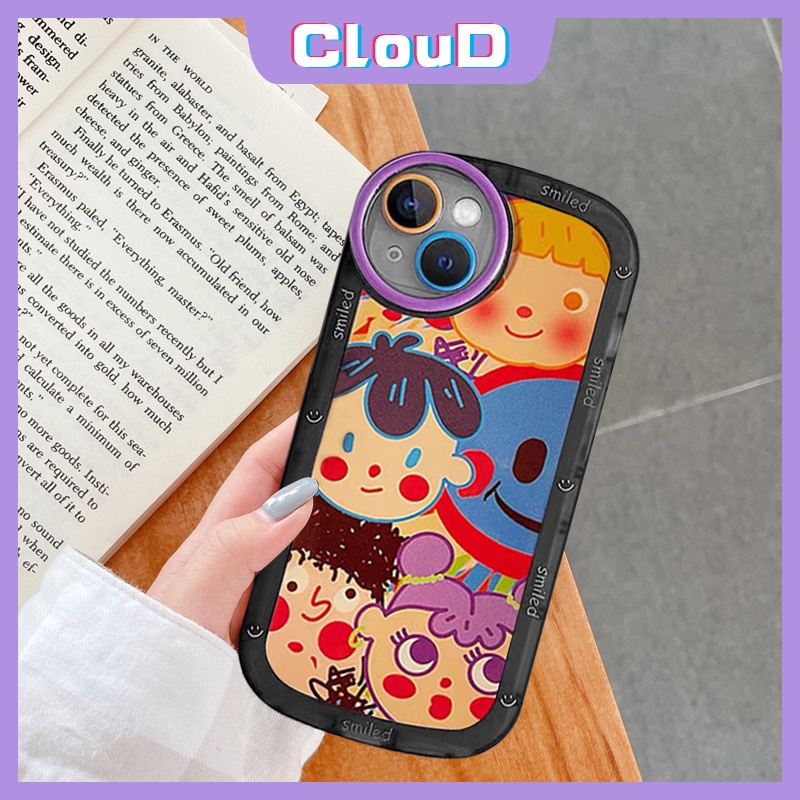 Kartun Smiled Soft Case Oppo A95 A57 A17 A17 A16K A16E A55 A16 A16S A15 A7 A15s A5 A9 A53 A31 A33 A3s A7 A54 A96 A5s A12 A74 A76 A12E A36 Reno 6Z 5Z 8sarung Airbag Anak Graffiti Lucu