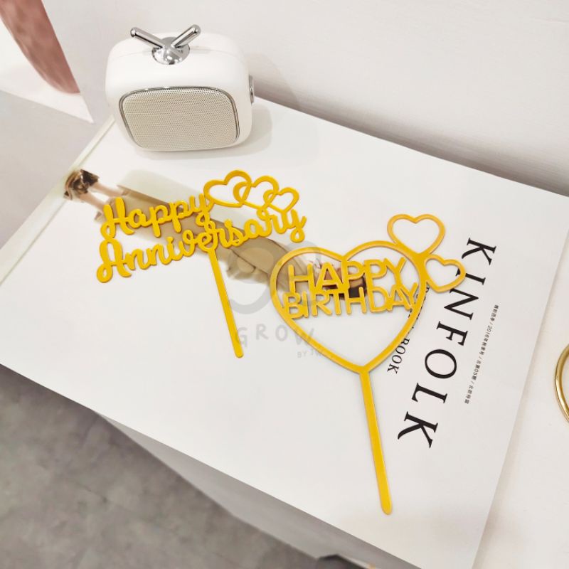 Topper happy birthday/topper happy anniversay /hiasan cake