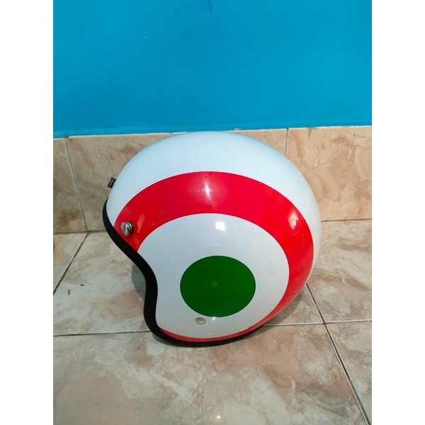 Helm Helmet Half Face Ori Original Vespa Nation Italian Flag Second