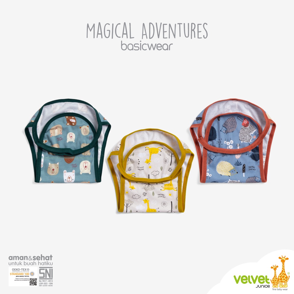 3 PCS POPOK TALI KAIN VELVET JUNIOR GREAT ADVENTUR E / PARADE OF JOY / BRILLIANT BLUE  / POPOK KAIN MONO / ARUCHI VELVET JUNIOR ( ISI 3 PCS ) SNI