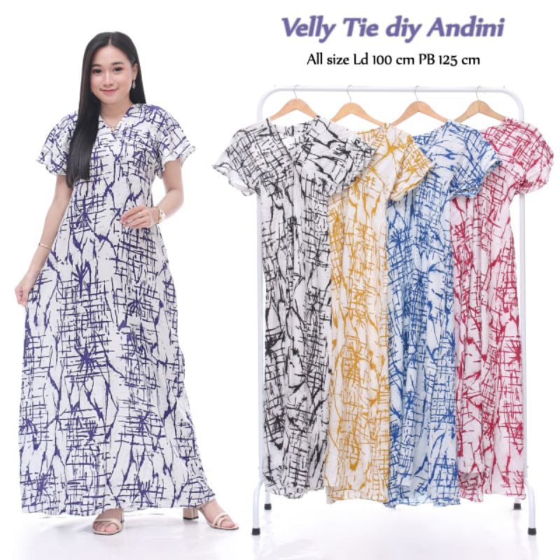Velly tie diy Andini / daster rayon adem / daster tie die velly / daster kekinian 2020