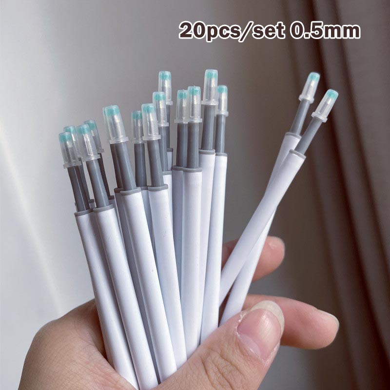 20pcs / Set Pulpen Gel Tinta Hitam 0.5mm Model Tekan Untuk Stationery Sekolah / Kantor