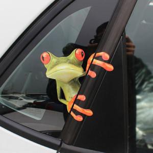 Sticker / Sticker 3D Kartun Kodok Toke Ngintip Kaca Mobil