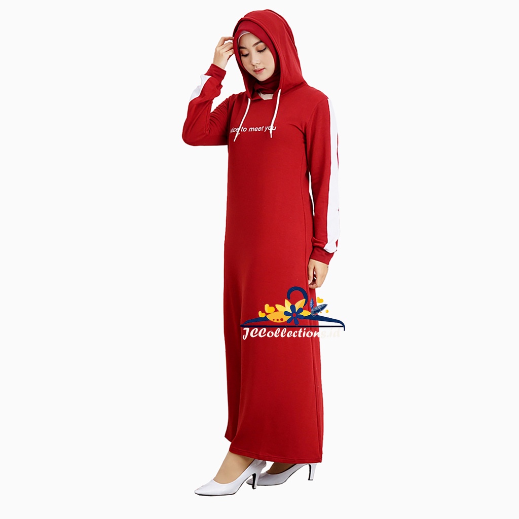 Long Dress Gamis Hoodie lengan panjang Muslim wanita printing Jayantti -JCCollections