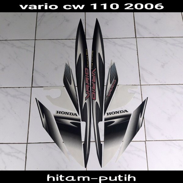 stiker motor vario cw 110 2006 hitam-putih
