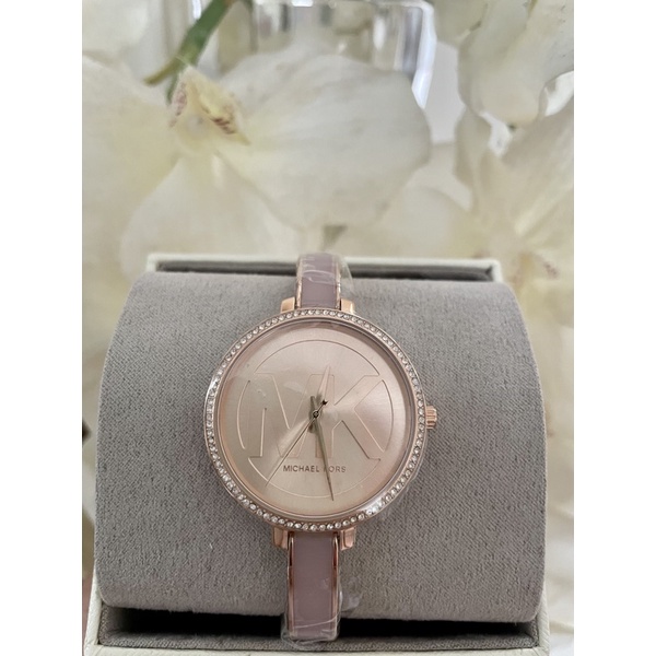 MK Jaryn Three-Hand Rose Gold-Tone Stainless Steel Watch with Blush Acetate Inlay