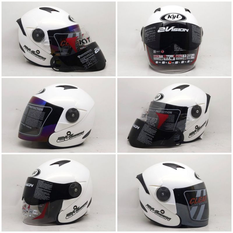 Helm Kyt 2 Vision White/Putih paket ganteng