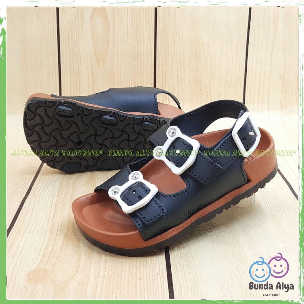 Sendal Anak Perempuan Umur 4 5 6 7 Tahun HITAM Elastis - Sepatu Sandal Anak Cewek Model Tali Anti Licin - Sendal Anak Kekinian