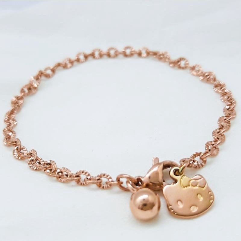 gelang tangan titanium anak warna rosegold 15cm