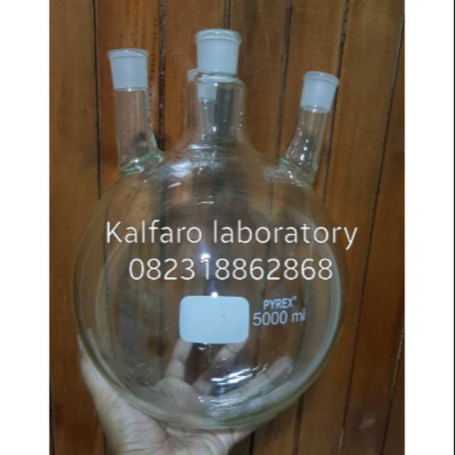 Boiling flask 5000ml Pyrex four neck ,Labu leher 4