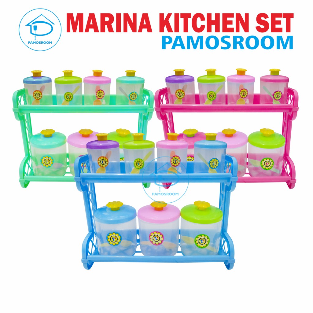 Tempat Bumbu Plastik Set Rak Bumbu Dapur Minimalis Murah Tempat Teh Gula Kopi Multifungsi