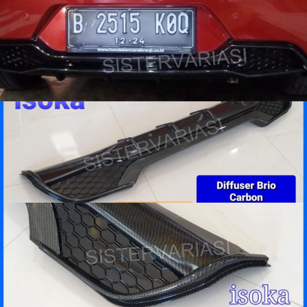 Diffuser Bumper Belakang Skidplate All New Brio RS SATYA 2018 2021 Carbon