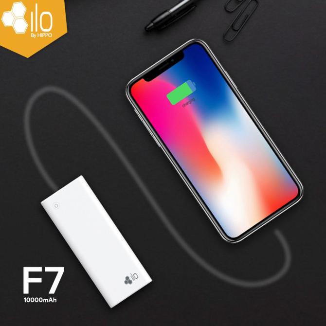 Best Seller] Hippo Power Bank Ilo F7 10000 Mah Smart Detect Charging Free Pouch - Hitam