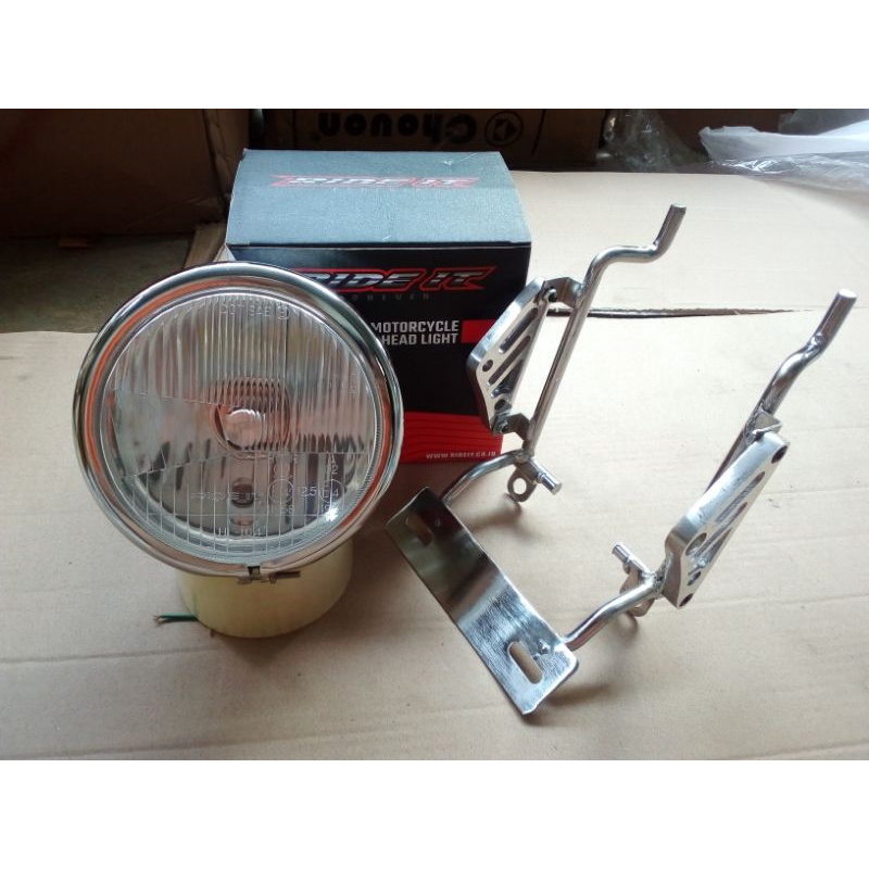 headlamp lampu depan jute autopal h4 set kupingan pangkon breket tralis CNC Mp megapro tiger tirev r