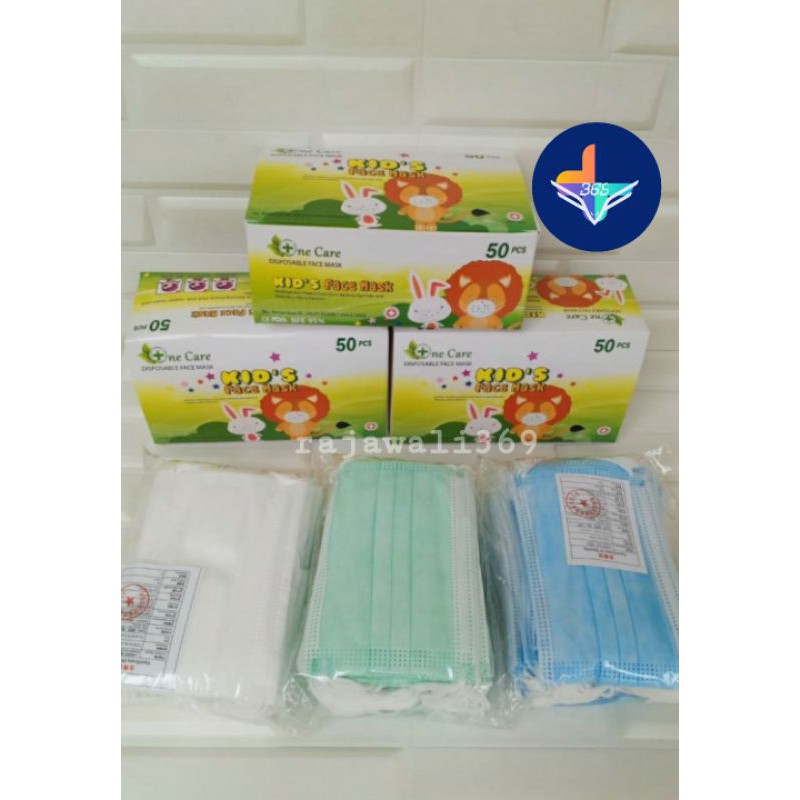 ORI!! MASKER ANAK 3PLY ONECARE  50PCS/ KIDS FACE MASK