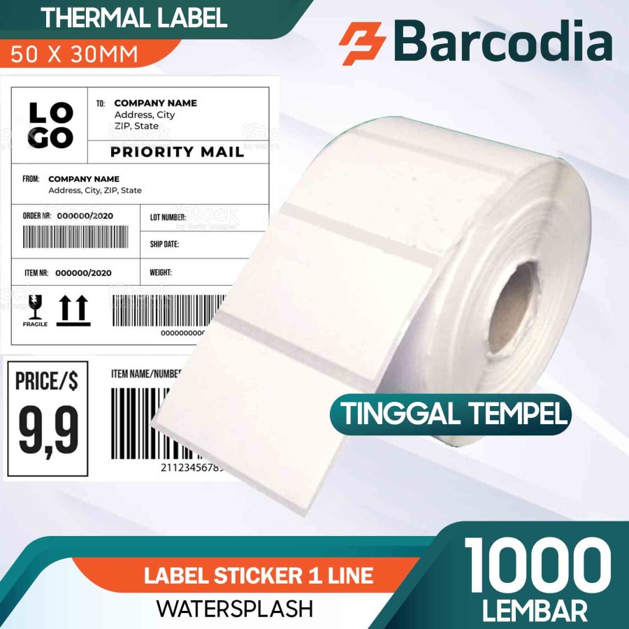 LABEL BARCODE 50 X 30 (1LINE) KERTAS STIKER LABEL SEMICOATED 50X30 MM