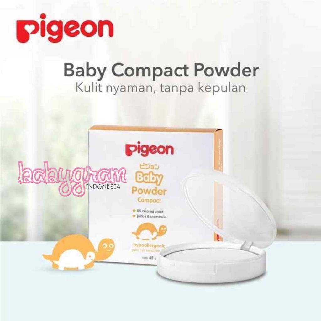 PIGEON Bedak Padat Bayi - Baby Compact Powder Cake Chamomile White 45 Gr - Paraben Free