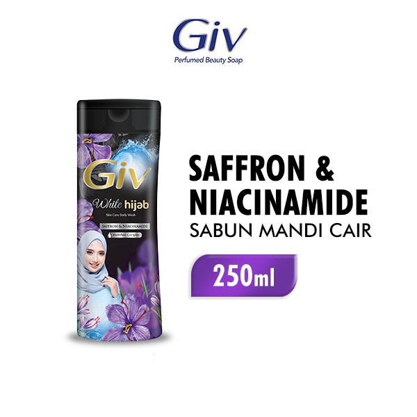 Bodywash Giv White Hijab Saffron & Niacinamide Botol 250Ml