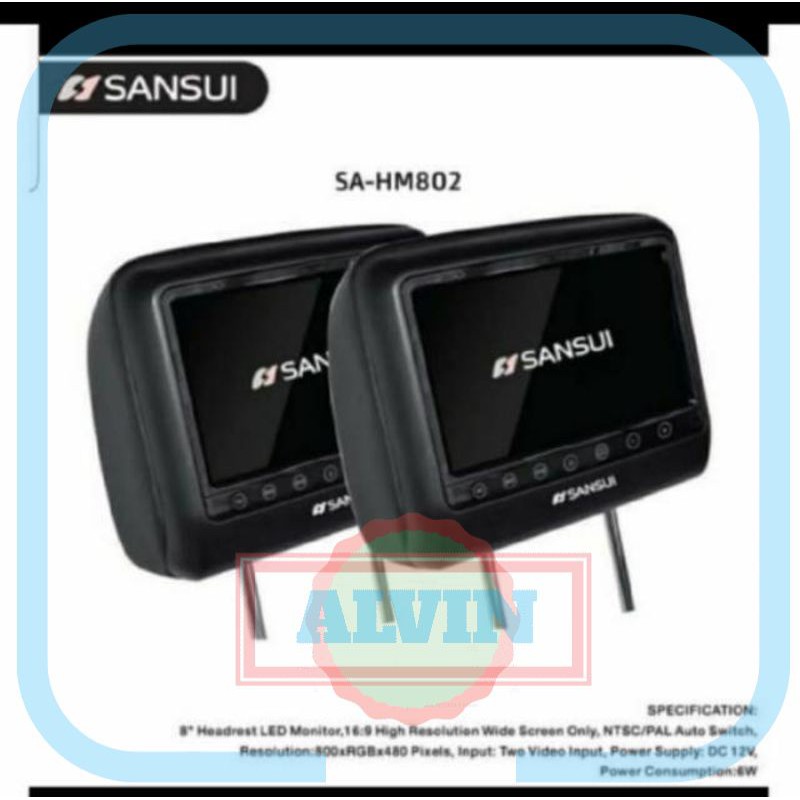 Tv Headrest Monitor Sansui Sa-Hm802 Tv Jok Mobil Universal AV