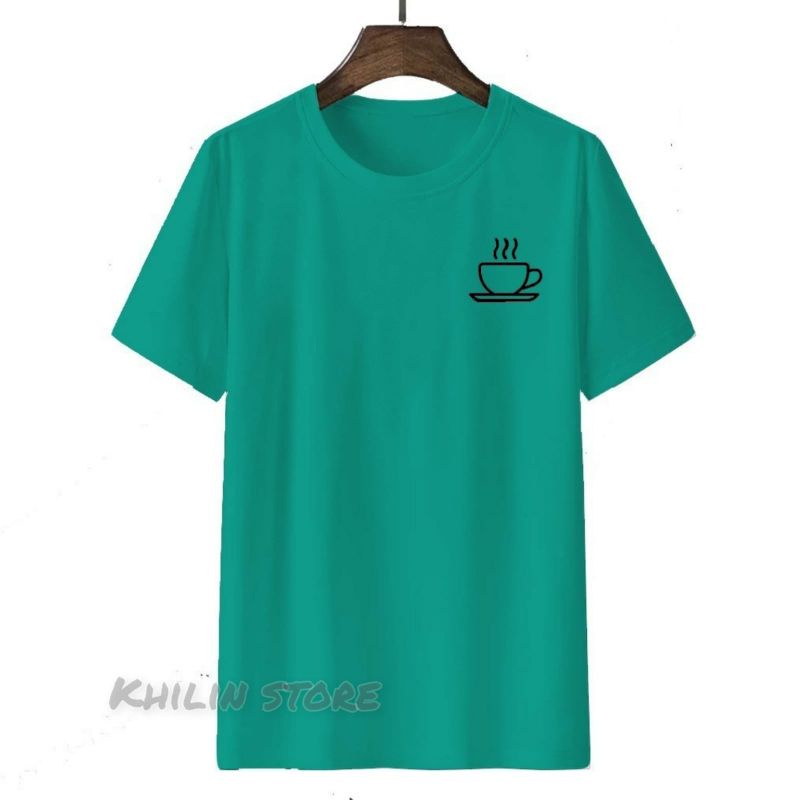 Kaos distro pria lengan pendek baju atasan pria Secangkir kopi Tshirt lelaki Cod