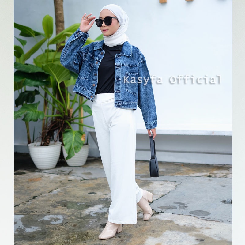 VEKSA JAKET CROP JEANS OVERSIZE POCKET