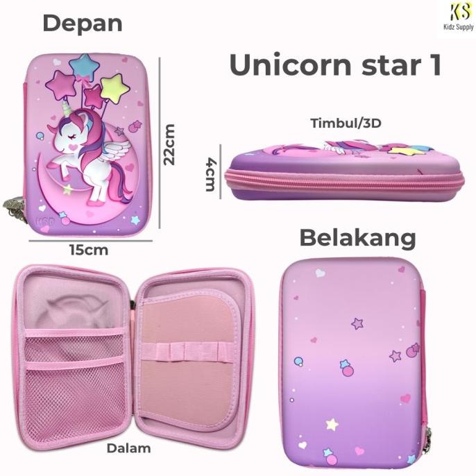 

Kotak Tempat pensil BT21 anak perempuan hardcase 3D Frozen Unicorn