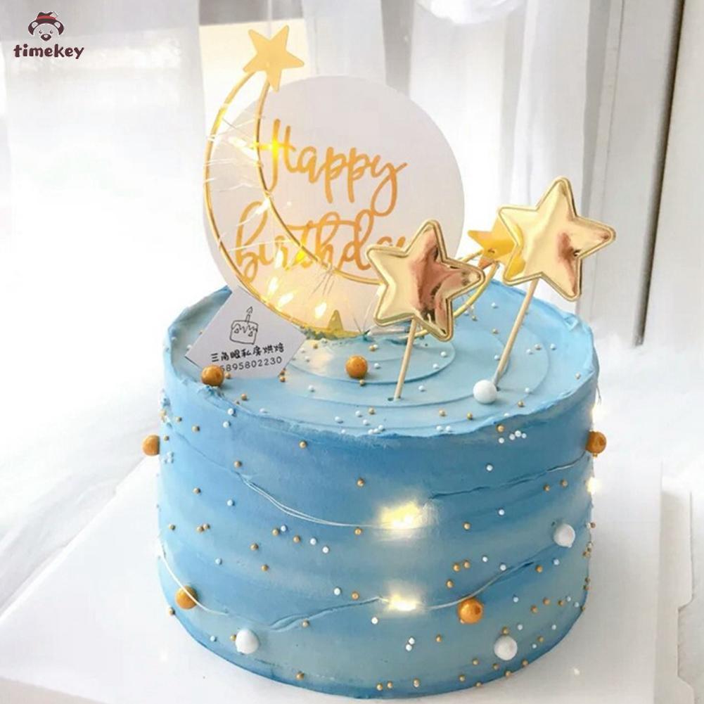 5pcs Topper Kue Bentuk Bintang Hati Mahkota Bahan Pu Untuk Dekorasi Pesta Ulang Tahun Anak