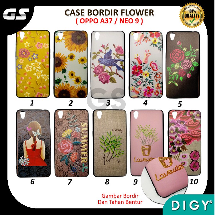 Case Bordir Flower Oppo A5S A7 A12 A11k A15 A15S A37 NEO 9 Motif Timbul 3D Bunga