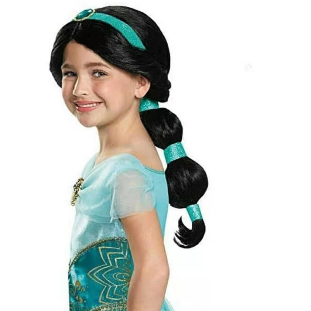 Wig Jasmine Anak Perempuan Rambut Kepang Aksesoris Princess Aladdin Cewek Impor Cosplay