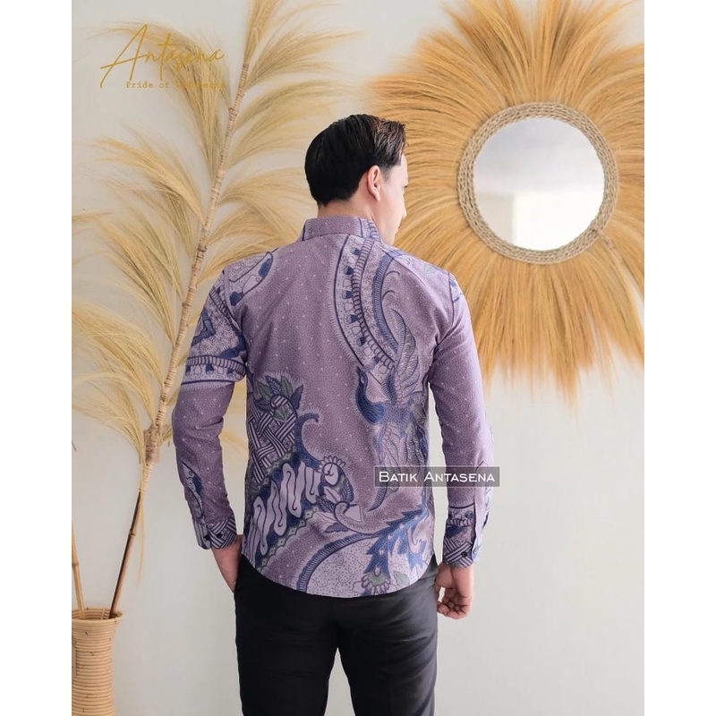 PARANG CENDRAWASIH Kemeja Batik Pria Lengan Pajang Bahan Katun Halus Lapis Furing