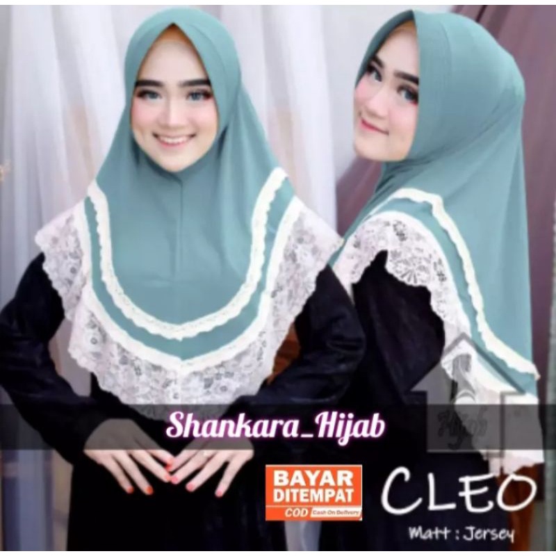 Bergo renda 2 tingkat Hijab/ Jilbab Instan Jersey / Jersey Model Bergo terbaru termurah dan terlaris