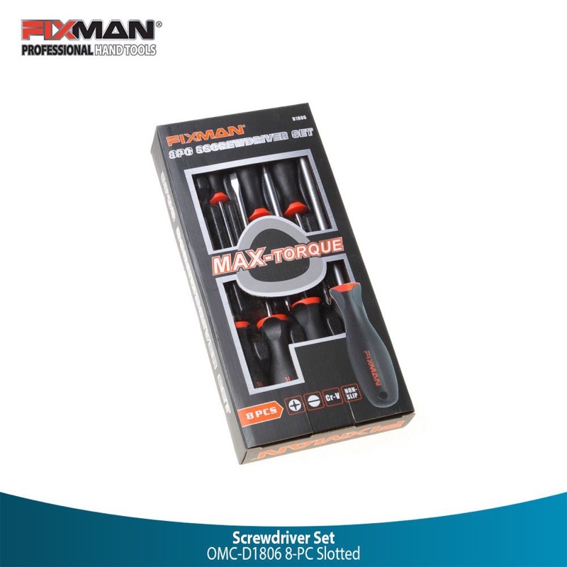 Fixman Omc-D1806 8-pc Screwdriver Set Slotted Obeng