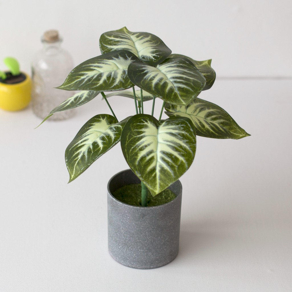 Daun Monstera Palsu Plastik Philodendron Daun Artificial Skandinavian Tanaman pot daun janda bolong