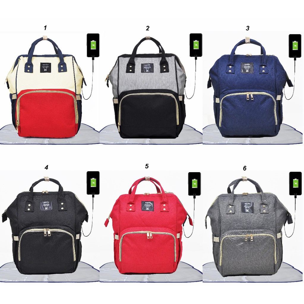 LIMITED Anello diaper bag upgrade Grade ori GEN 3 + Free USB + PERLAK BAYI / tas perlengkapan bayi