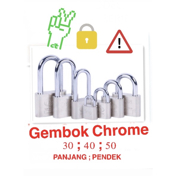 GEMBOK PUTIH LEHER PENDEK/PANJANG CHROME - PINTU RUMAH KOPER GUDANG