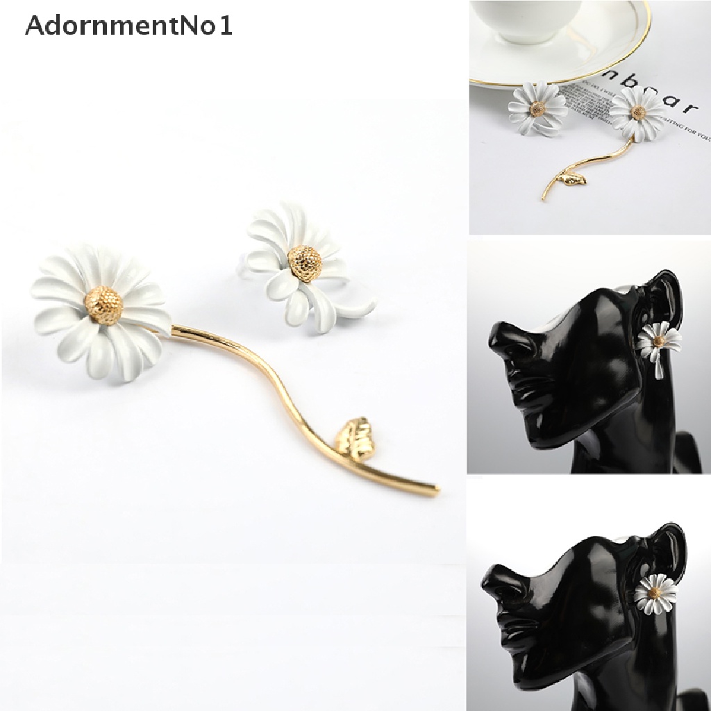 (AdornmentNo1) Anting Tusuk Gantung Asimetris Desain Bunga Aster Enamel Gaya Vintage Untuk Wanita