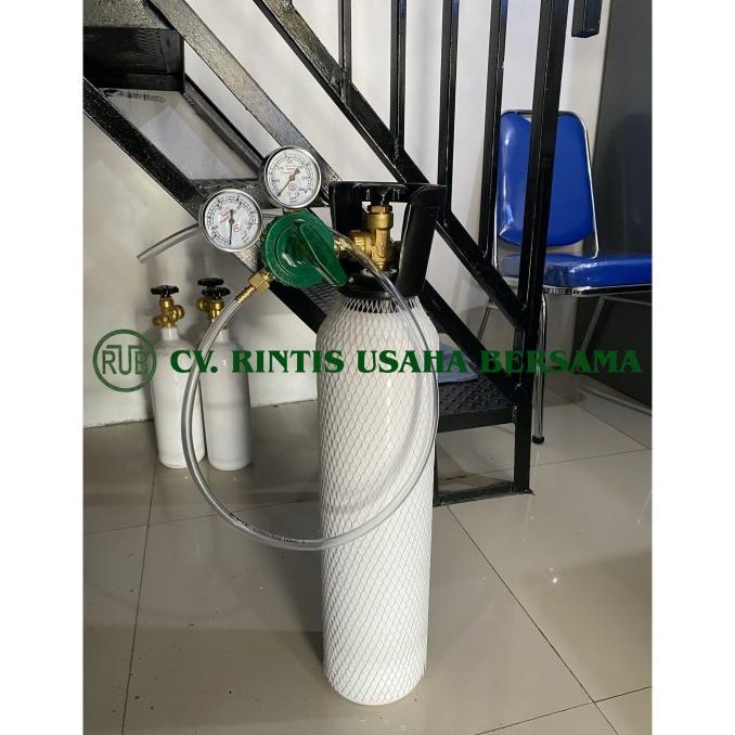 Tabung Oksigen 1m3 + regulator untuk packing ikan + Selang