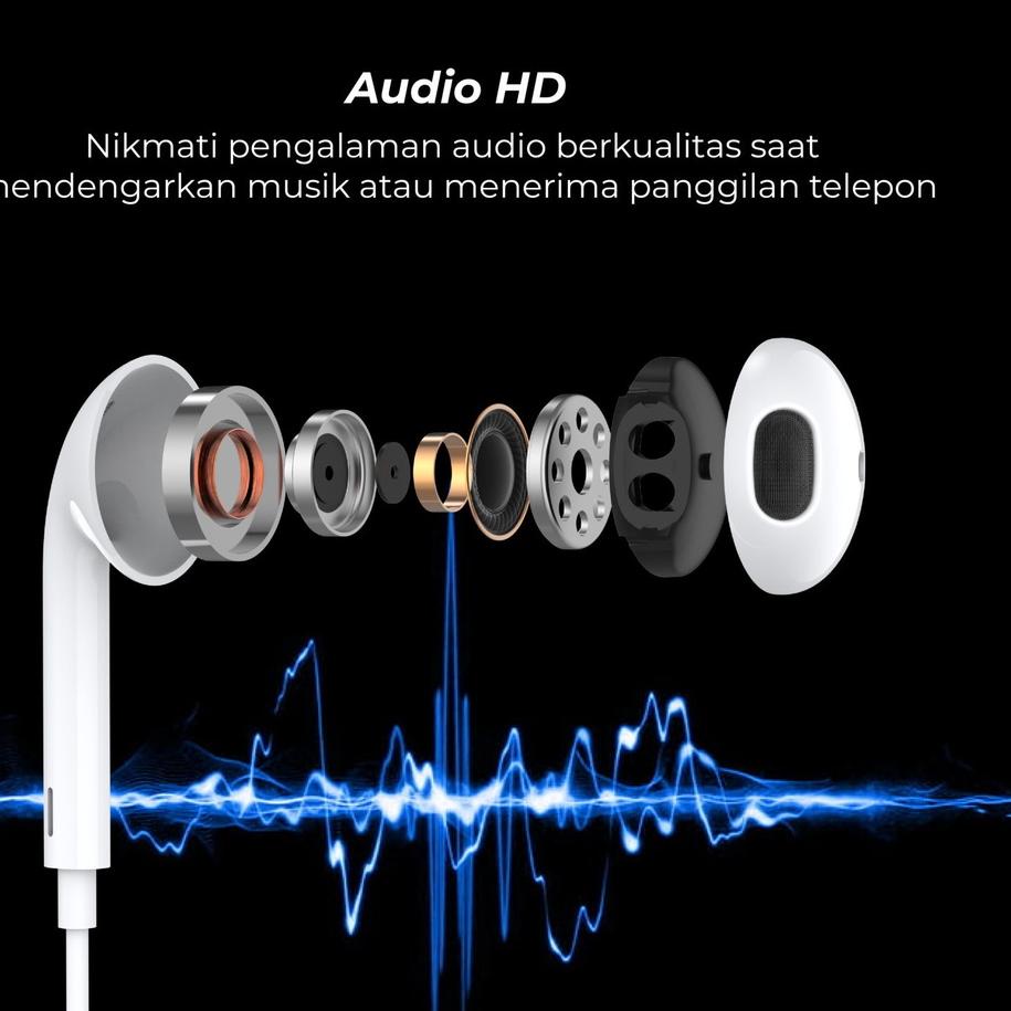 Harga Termurah Olike Wired Earphone Headset Half In Ear 14mm Diameter HD Audio Kabel 120cm Garansi R