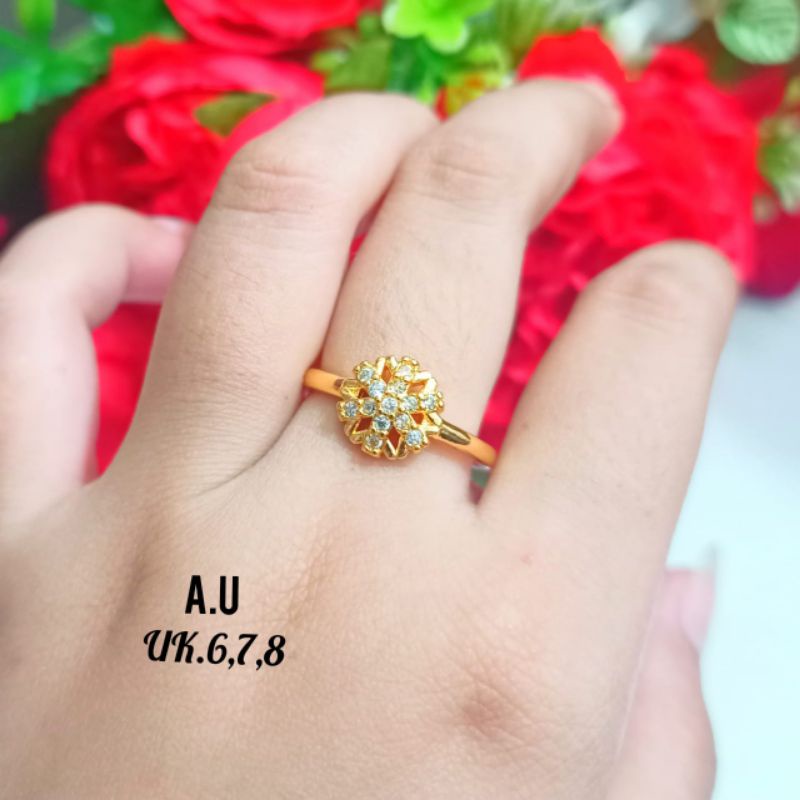 Cincin Dewasa *Xp* motif bunga gugur semi, tidak karat *COD*