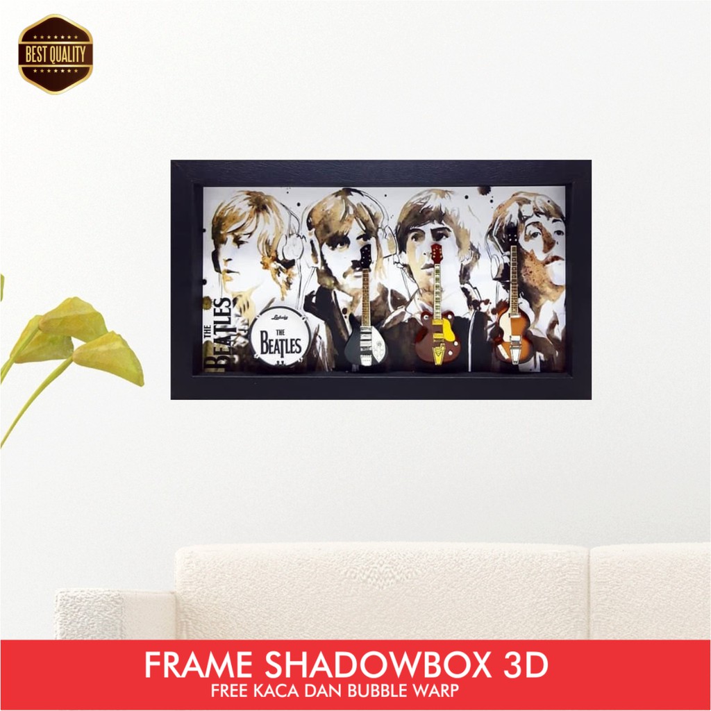 frame shadow the beatles Pigura the beatles Frame 3d the beatless Pajangan the beatles studio musik