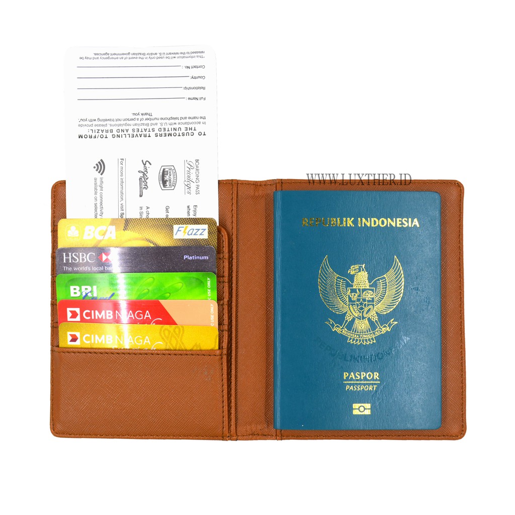 LUXTHER - Passport Flip / Passport Saffiano / tempat passport / passport cover / dompet wanita