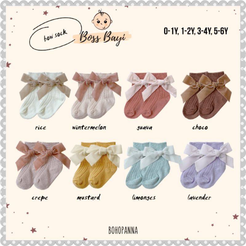 BOHOPANNA - Bow Sock / Kaos Kaki Anak Variasi Pita